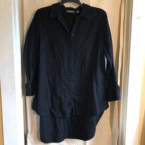Lisa Rinna Collection Sz XL Black Button Front High-Low Tunic